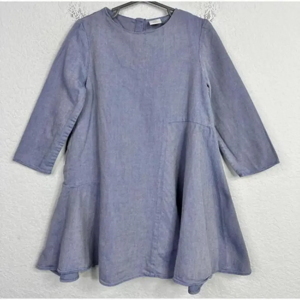 COS Dress Girls Size‎ 4/6 Blue Chambray Long Sleeve Ruffle Flare Boho Preppy